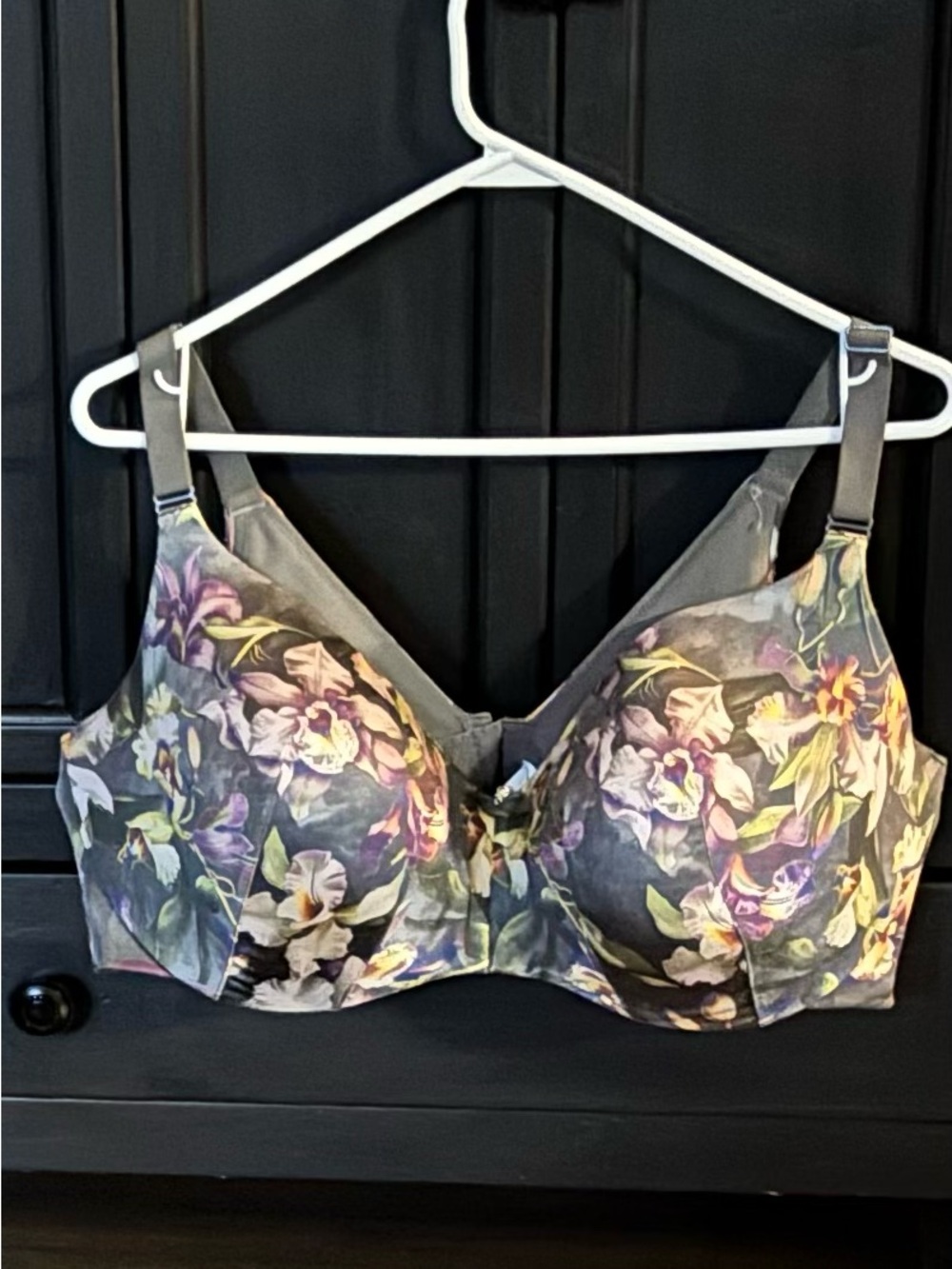 Lane Bryant Gray Floral Underwire Bra with Purple Accents 7 bras for $70